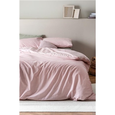 Odette King Size %100 Pamuk Ranforce Baskılı Nevresim Takımı - Pudra
