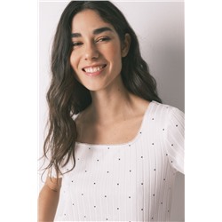 Pijama canalé blanco estampado estrellas