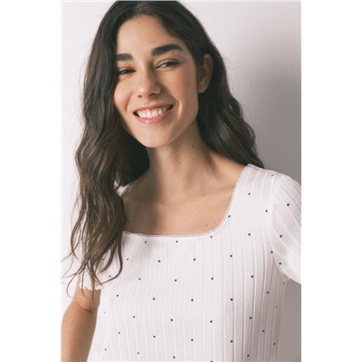 Pijama canalé blanco estampado estrellas