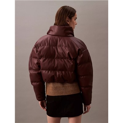 Classic Faux Leather Puffer Jacket