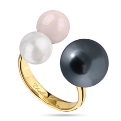 Кольцо Акварель (Майорка 10-12мм белая, розовая, темно-серая; золото), Есть комплект