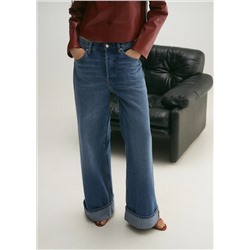 Jeans wideleg bajo vuelto