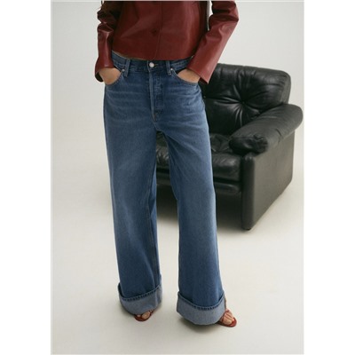 Jeans wideleg bajo vuelto