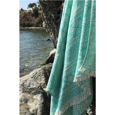 Denizli Concept Yeşil Kilim Peştamal - Plaj Ve Günlük Kullanım Için Su Emici Peştemal