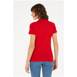 Kadın Kırmızı Basic Polo Yaka Tişört