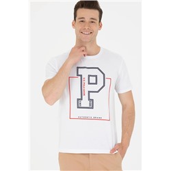 Erkek Beyaz Bisiklet Yaka Tişört