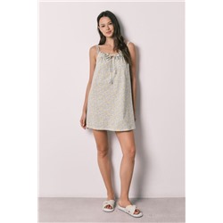 Camisón corto algodón florecitas amarillo