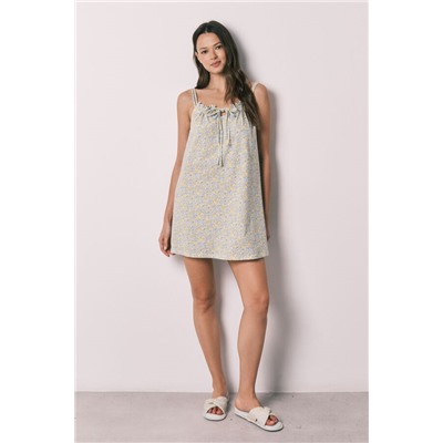 Camisón corto algodón florecitas amarillo