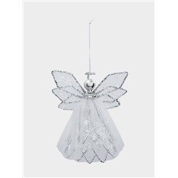Игрушка елочная, 15 см, металл/ткань, серебристая, Ангел, Event