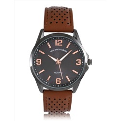 MENS PERFORATED BROWN STRAP ANALOG WATCH