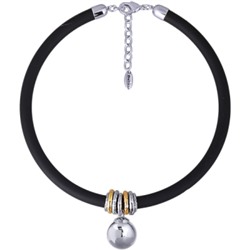 Колье Гевея (бусина 16мм, каучук черный; покрытие родий) 40-45см, Есть комплект