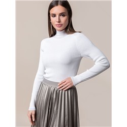 Свитер из вискозы в рубчик с прозрачным люрексом