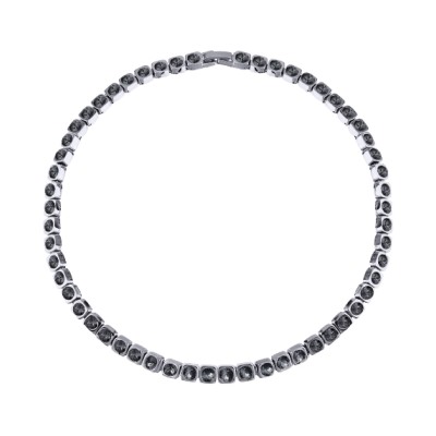 Колье Теннис (кристаллы SW темно-серые 4мм; покрытие родий) 36-39см, Есть комплект