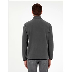 Antrasit Regular Fit Yarım Fermuarlı Polar Sweatshirt