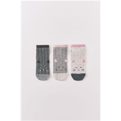 Pack 3 calcetines cortos gatos gris