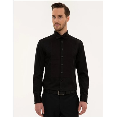 Siyah Slim Fit Smokin Gömlek