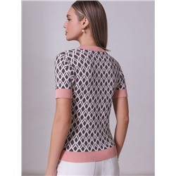 Джемпер с коротким рукавом жаккардовой вязки с принтом ромб