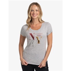 NYC SEQUINS SEMI SCOOP JERSEY T-SHIRT
