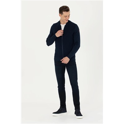 Erkek Lacivert Basic Triko Hırka