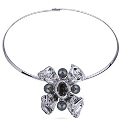 Колье Грациоза (кристаллы SW темно-серые, Майорка; покрытие родий), Есть комплект