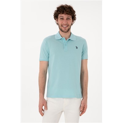 Erkek Slim Fit Polo Yaka Açık Mavi Basic Tişört