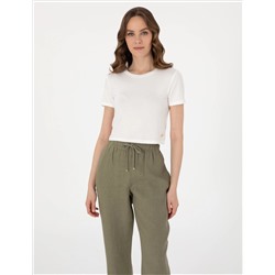 Beyaz Regular Fit Crop Tişört