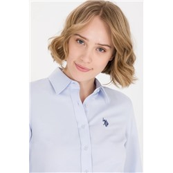 Kadın Açık Mavi Uzun Kollu Basic Gömlek