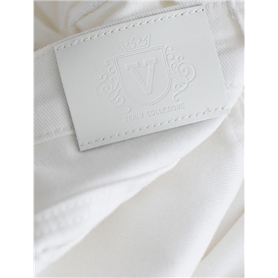 Джинсы клеш с прорезями и необработанным краем из эластичного денима средней плотности