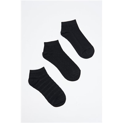 Pack 3 calcetines cortos algodón negro