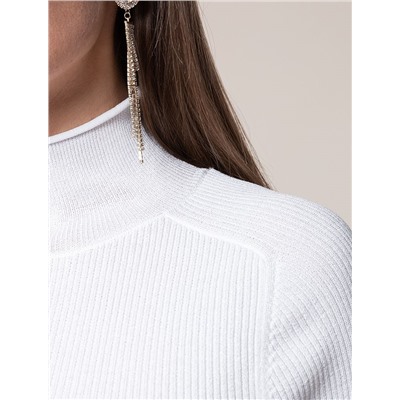 Свитер из вискозы в рубчик с прозрачным люрексом