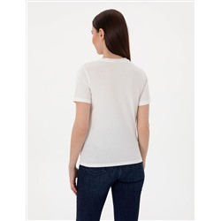 Beyaz Regular Fit Bisiklet Yaka Basic Tişört