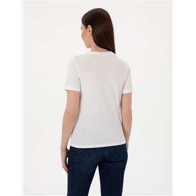 Beyaz Regular Fit Bisiklet Yaka Basic Tişört