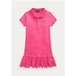 Girls 2-6x Eyelet Stretch Mesh Polo Dress