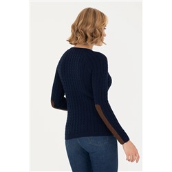 Kadın Lacivert Bisiklet Yaka Basic Kazak