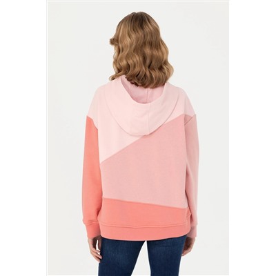 Kadın Somon Kapüşonlu Sweatshirt