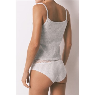 Braga clásica ancha algodón gris estampado rayas