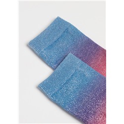 Kurze Glitzersocken mit Farbverlaufs-Print