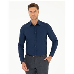 Lacivert Slim Fit Uzun Kollu Gömlek