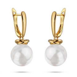 Серьги (Майорка 12мм белая; покрытие золото), Есть комплект