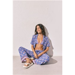 Pijama largo camisero estampado sello