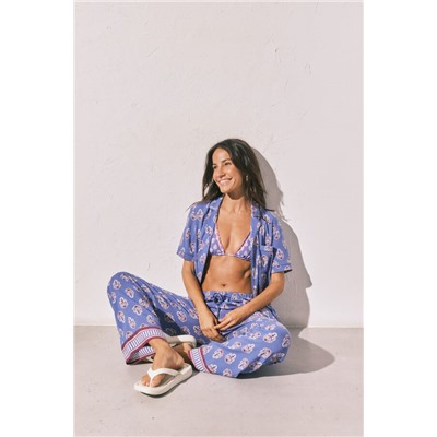 Pijama largo camisero estampado sello