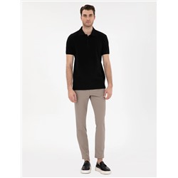 Siyah Slim Fit %100 Pamuk Polo Yaka Basic Tişört