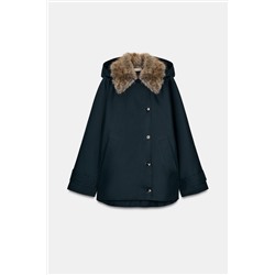 ZW COLLECTION FAUX FUR COLLAR TRENCH COAT
