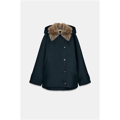 ZW COLLECTION FAUX FUR COLLAR TRENCH COAT