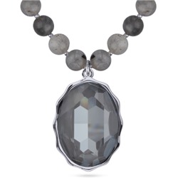 Колье Сияние (кристаллы SW дымчато-серые, лунный опал 8мм; родий) 45-50см, Есть комплект