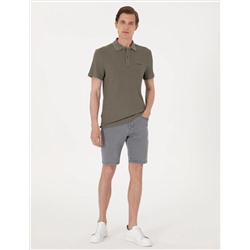 Haki Slim Fit Örme Dokulu Polo Yaka Tişört