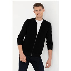 Erkek Siyah Basic Triko Hırka