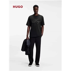 Мужская футболка с вышитым логотипом на груди (3 цвета ) ХУГ*О