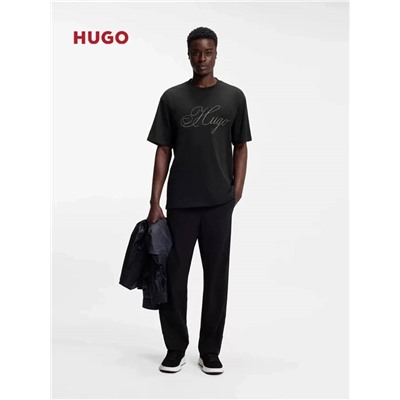 Мужская футболка с вышитым логотипом на груди (3 цвета ) ХУГ*О