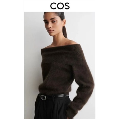 Дизайнерский свитер с отворотом и вырезом-лодочкой КО*С